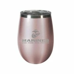 Discount ⭐ Great-American-Products Wine Glasses U.S. Marines Rose Gold Wine Tumbler 🌟