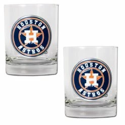 Top 10 🔔 Great-American-Products Cocktail Glasses MLB Houston Astros 2pc. Rocks Glass Set 🔔