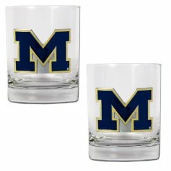 Discount 🎉 Great-American-Products Cocktail Glasses NCAA Michigan Wolverines 2pc. Rocks Glass Set 🎁