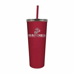 Cheapest 👍 Great-American-Products Travel Cups U.S. Marines New Skinny Tumbler With Straw 😍
