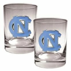 Hot Sale 🤩 Great-American-Products Cocktail Glasses NCAA North Carolina Tar 👠 Heels 2pc. Rocks Glass Set 😀