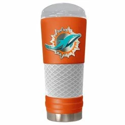 Promo 😍 Great-American-Products Travel Cups NFL Miami Dolphins DRAFT Orange/Grey Stainless Steel Tumbler ⭐
