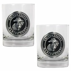 Best deal 💯 Great-American-Products Cocktail Glasses U.S. Marines Silver Emblem Rocks Glass Set ⭐