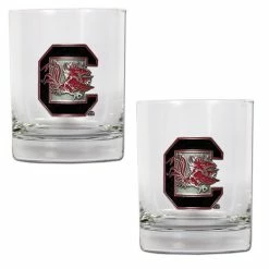 Hot Sale 🎉 Great-American-Products Cocktail Glasses NCAA South Carolina Gamecocks 2pc. Rocks Glass Set 😉