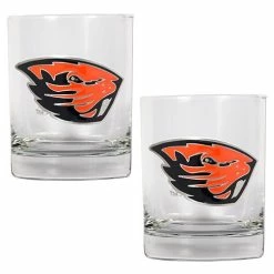 New 👍 Great-American-Products Cocktail Glasses NCAA Oregon State Beavers 2pc. Rocks Glass Set 👍