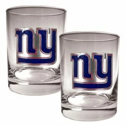 Cheapest ❤️ Great-American-Products Cocktail Glasses NFL New York Giants 2pc. 14oz. Rocks Glass Set 🎁