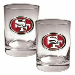 Hot Sale ✔️ Great-American-Products Cocktail Glasses NFL San Francisco 49ers 2pc. 14oz. Rocks Glass Set 🧨
