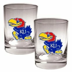 Cheapest 😍 Great-American-Products Cocktail Glasses NCAA Kansas Jayhawks 2pc. Rocks Glass Set 😉
