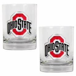 Outlet 😀 Great-American-Products Cocktail Glasses NCAA Ohio State Buckeyes 2pc. Rocks Glass Set 🌟