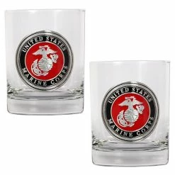 Discount ✨ Great-American-Products Cocktail Glasses U.S. Marines 2pc. Rocks Glass Set ✔️