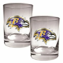 Buy 🎁 Great-American-Products Cocktail Glasses NFL Baltimore Ravens 2pc. 14oz. Rocks Glass Set 💯