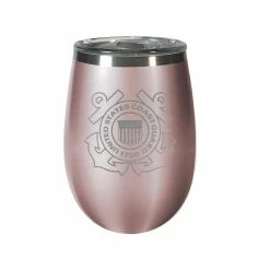 Best Sale 🎁 Great-American-Products Wine Glasses U.S. Coast Guard Rose Gold Wine Tumbler 🛒