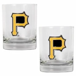 Best Pirce 🌟 Great-American-Products Cocktail Glasses MLB Pittsburgh Pirates 2pc. Rocks Glass Set ✔️