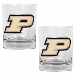 Discount 🧨 Great-American-Products Cocktail Glasses NCAA Purdue Boilermakers 2pc. Rocks Glass Set 🛒