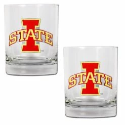 Cheapest 🤩 Great-American-Products Cocktail Glasses NCAA Iowa State Cyclones 2pc. Rocks Glass Set 🎉