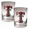 Promo 💯 Great-American-Products Cocktail Glasses NCAA Texas Tech Red Raiders 2pc. Rocks Glass Set 🌟