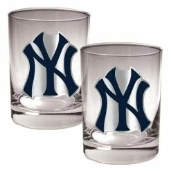 Cheap 🛒 Great-American-Products Cocktail Glasses MLB New York Yankees 2pc. Rocks Glass Set 👍