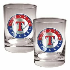 Cheapest ✔️ Great-American-Products Cocktail Glasses MLB Texas Rangers 2pc. Rocks Glass Set ⭐