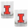 New 🤩 Great-American-Products Cocktail Glasses NCAA Illinois Fighting Illini 2pc. Rocks Glass Set 🎁