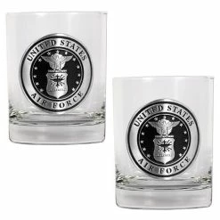 Best Pirce ✨ Great-American-Products Cocktail Glasses U.S. Air Force Silver Emblem Rocks Glass Set ⭐