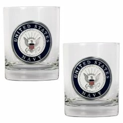 Flash Sale ⭐ Great-American-Products Cocktail Glasses U.S. Navy 2pc. Rocks Glass Set 🤩