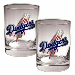New 🌟 Great-American-Products Cocktail Glasses MLB Los Angeles Dodgers 2pc. Rocks Glass Set ⌛