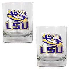 Cheapest 🥰 Great-American-Products Cocktail Glasses NCAA Louisiana State Tigers 2pc. Rocks Glass Set 😀