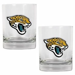 Outlet 😀 Great-American-Products Cocktail Glasses NFL Jacksonville Jaguars 14oz. Rocks Glass Set 🎁