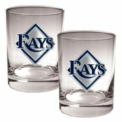 Promo 🧨 Great-American-Products Cocktail Glasses MLB Tampa Bay Rays 2pc. Rocks Glass Set ✔️