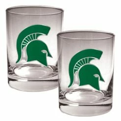 Outlet 💯 Great-American-Products Cocktail Glasses NCAA Michigan State Spartans 2pc. Rocks Glass Set 💯