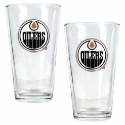 Buy 🥰 Great-American-Products Beer Glasses NHL Edmonton Oilers 2pc. Pint Ale Glass Set 👍