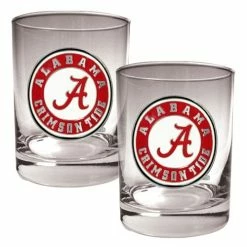 Buy 🛒 Great-American-Products Cocktail Glasses NCAA Alabama Crimson Tide 2pc. Rocks Glass Set 🌟