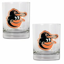 Cheap 🎉 Great-American-Products Cocktail Glasses MLB Baltimore Orioles 2pc. Rocks Glass Set 🔥