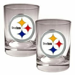 Budget 😀 Great-American-Products Cocktail Glasses NFL Pittsburgh Steelers 2pc. 14oz. Rocks Glass Set 💯
