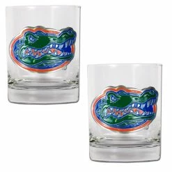 Outlet ✔️ Great-American-Products Cocktail Glasses NCAA Florida Gators 2pc. Rocks Glass Set 👏