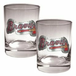 Best Pirce ✨ Great-American-Products Cocktail Glasses MLB Atlanta Braves 2pc. Rocks Glass Set 🥰